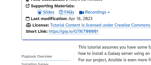 the bottom left corner of an overview box from a training material is shown, a label short link clearly has a short link as described in the tutorial