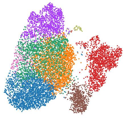 Image of cells in different coloured clusters