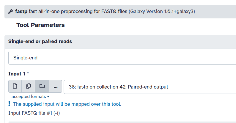 Screenshot showing fastp mapping over.