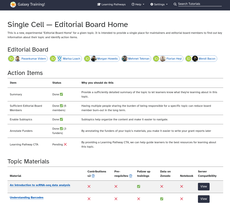 screenshot of the single cell maintainer home page