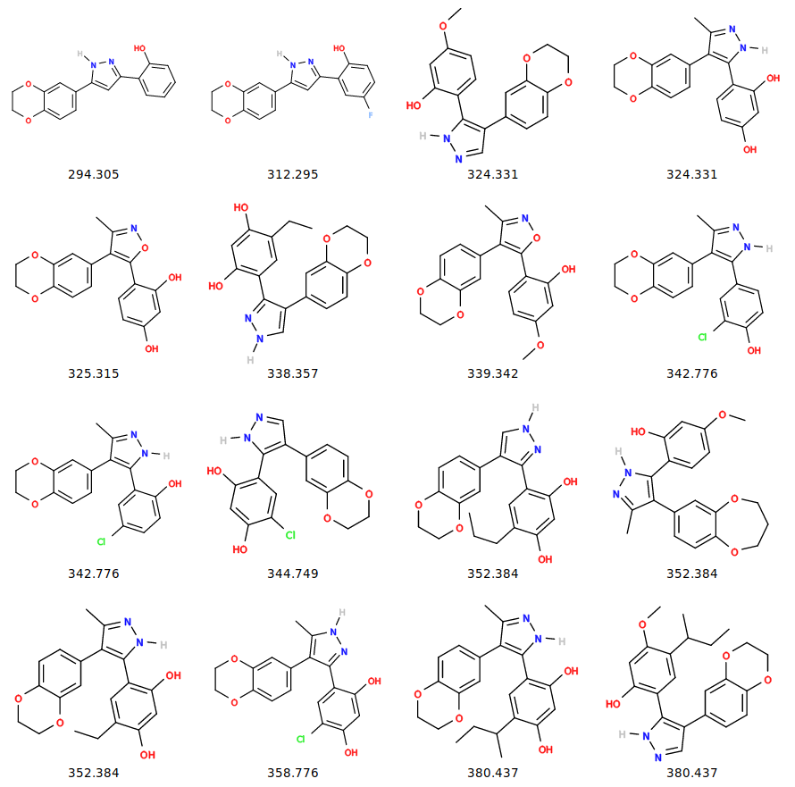 Image showing structures of compounds from ChEMBL. 