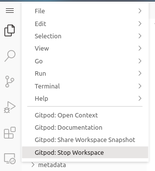 stop workspace option in the main menu. 