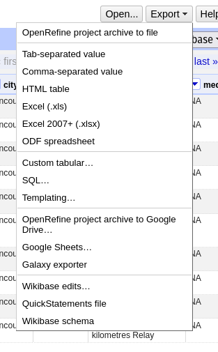 button to export to Galaxy. 
