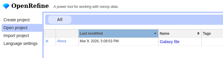 Olympics dataset as a table in OpenRefine. 